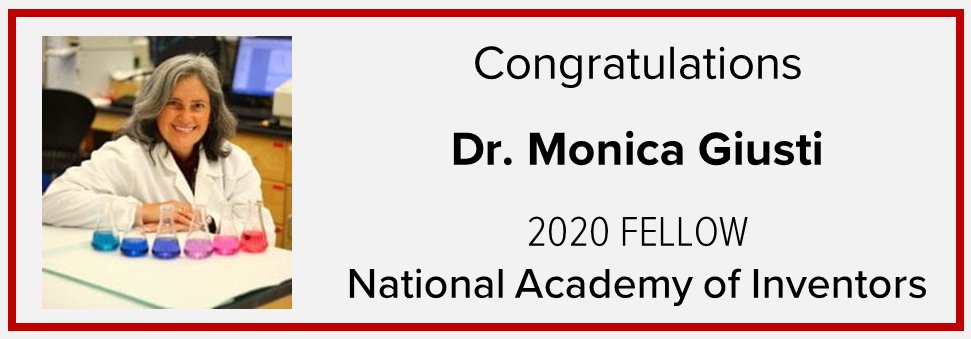 Congratulations to @OSUFoodScience Monica Giusti on being named a 2020 National Academy of Inventors Fellow. #CFAES @acadofinventors #NAIFellow