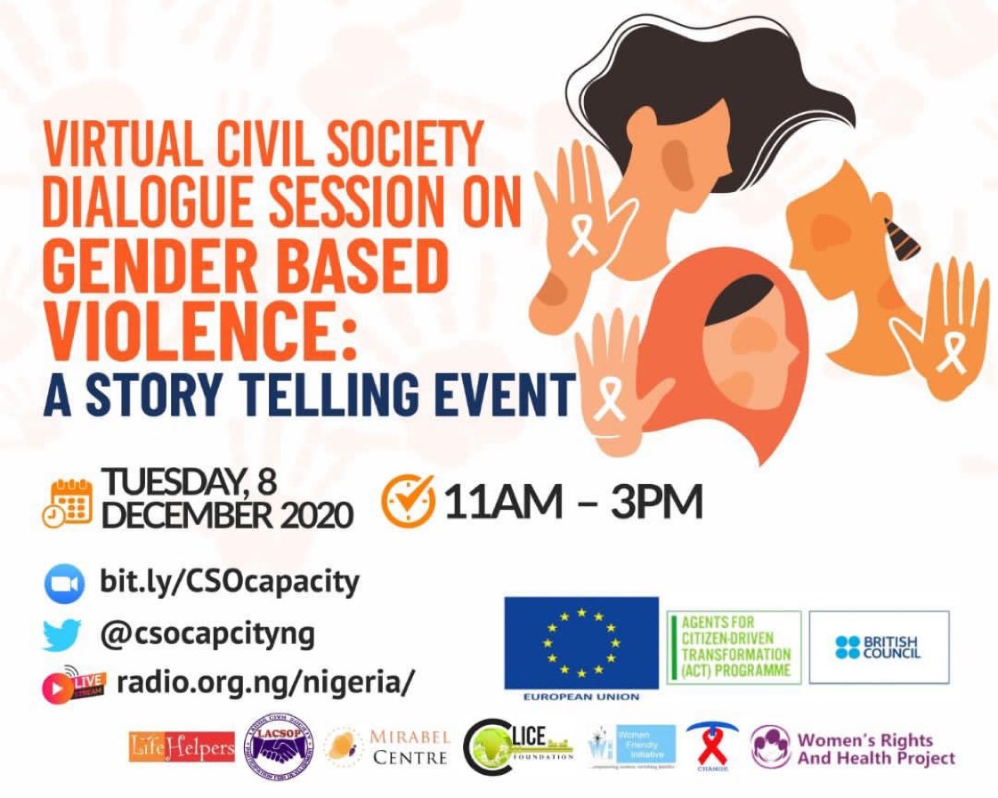 Join our story telling Event to Mark the 16 Days of Activism. #16DaysOfActivism #16Days #16DaysofActivism2020 @ngBritish @EUinNigeria @csocapacityng @CitadRadio @HerStoryOSNG @TDiiorg @haffymusty05 @laureabdul4 @Chisom_Eze7