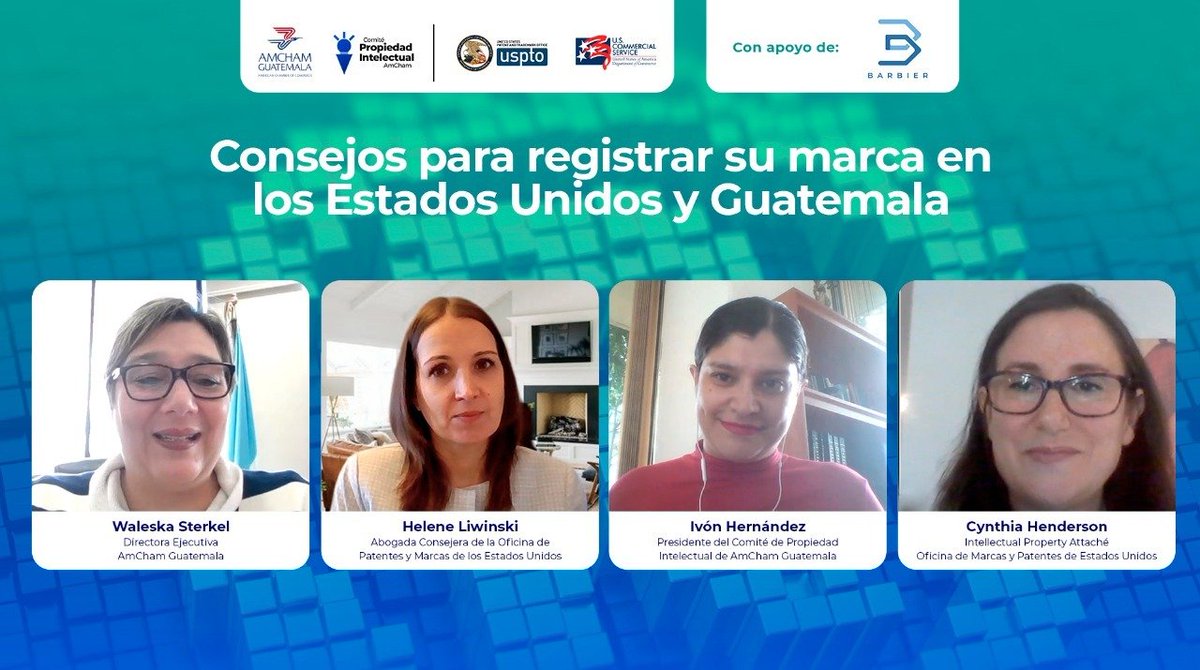 AmChamGT's tweet image. Inicia el #AmChamConnect “Consejos para registrar su marca en #EstadosUnidos y #Guatemala” a cargo de Helene Liwinski e Ivón Hernández.

@usembassyguate @USEmbassyMEX 

Puede seguir la transmisión en vivo en: m.facebook.com/story.php?stor…