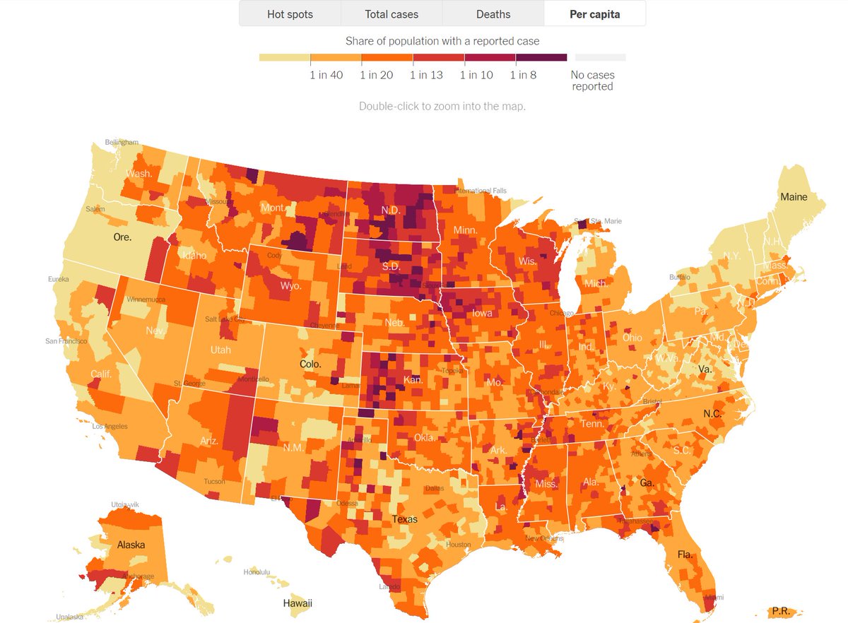 Possible that some parts of US will attain >70% herd immunity by natural covid infection before vaccines are widely distributed in April 2021 or later.  https://www.nytimes.com/interactive/2020/us/coronavirus-us-cases.html