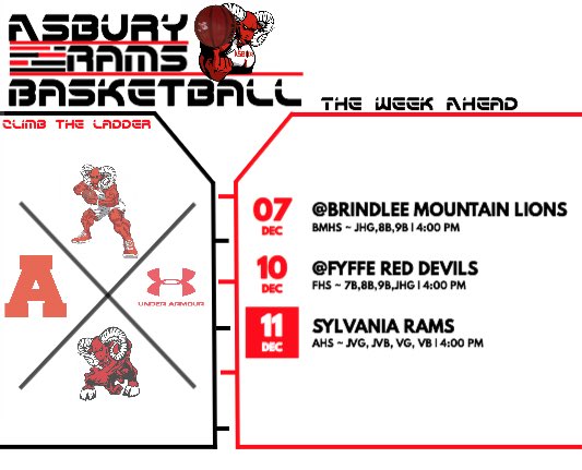 This week in #RamNation Roundball:

The Lions have been swept 🧹🐏
The Red Devils will be stomped🥾🐏
The Rams will be Rammed 🐏🏀🐏

<a href="/AHS_Rams/">Asbury High School</a>
