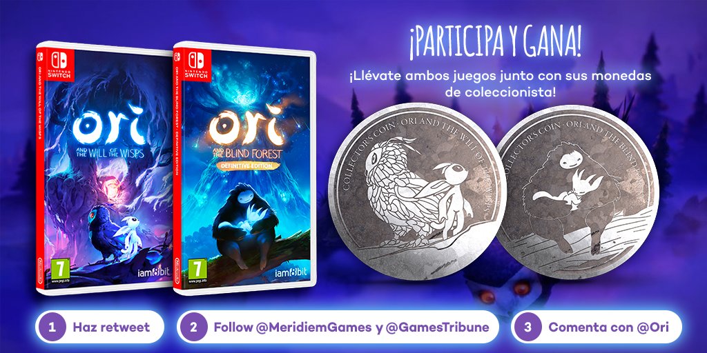 GamesTribune's tweet photo. ¿Quieres llevarte los dos juegos de Ori junto con sus monedas de coleccionista? Pues lo tienes más que fácil.

1⃣ Haz RT a este Tweet.
2⃣ Un follow a @MeridiemGames y otro a @GamesTribune.
3⃣ Comenta qué es lo que más te gusta con hashtag #Ori 

¡Anunciamos ganador el día 11! https://t.co/tev9J2bQLL