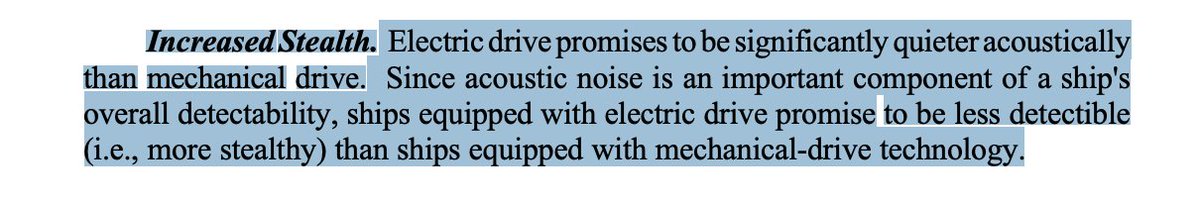 2. The next gen of US SSBNs––the Columbia class––is expected to be even *quieter* than the Ohio class.They will use an electric-drive propulsion train, meaning that a quiet electric motor will be turning the propellor, instead of noisy mechanical gears. https://www.everycrsreport.com/files/20000731_RL30622_c288e8b1829d574fffb93ddf56d0891b36cff9fc.pdf