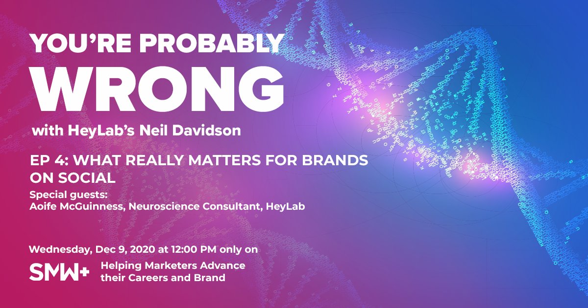 Join us for ep 4 of You're Probably Wrong! 

<a href="/HeyHumanAgency/">HeyHuman</a>'s <a href="/neildavidsonldn/">Neil D</a> and <a href="/___aoife/">aoife mcguinness</a> and <a href="/jdaykin/">Jerry Daykin</a> discuss all the ways marketing science learnings are helping to bust social media myths and drive long-term effectiveness.

Tomorrow at 12pm ET: smw.plus/episodes/what-…
