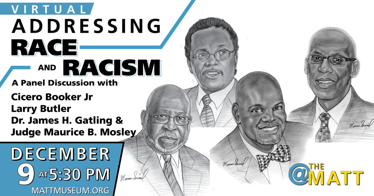 MattatuckMuseum's tweet photo. In conjunction with the exhibit, “Moises Suriel: Waterbury Greats”, join Cicero Booker Jr., Larry Butler, Dr. James H. Gatling, & Judge Maurice B. Mosley, tomorrow 12/9 as they discuss Black Lives Matter, Waterbury and their experience with race & racism. 🗣✊ #AtTheMATT #BLM
1/2 https://t.co/InmVDVFAdp