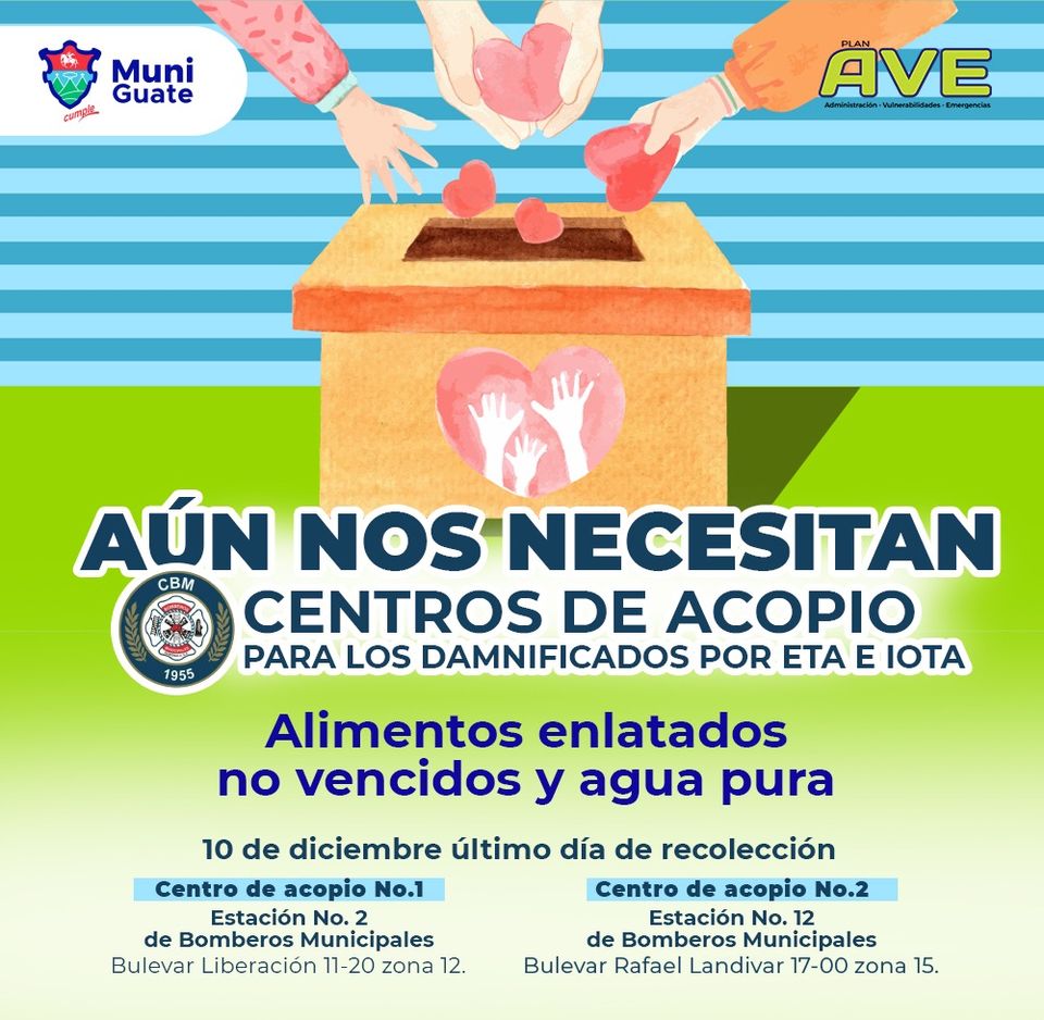 muniguate's tweet photo. #JuntosLogramosMás súmate y demos una mano a los damnificados por las tormentas IOTA y ETA.

#MuniGuate 
#AlcaldeQuiñónez 
#CentroAcopio https://t.co/DhgvZj6E5w