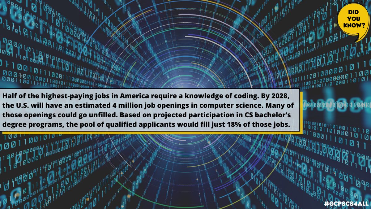 GwinnettSchools's tweet image. GCPS’ Computer Science 4 All initiative will address an important workforce development need. Computer science and data science are important to the tech sector as well as many other industries. Learn more here: bit.ly/gcps_CS4ALL. #GCPSCS4ALL