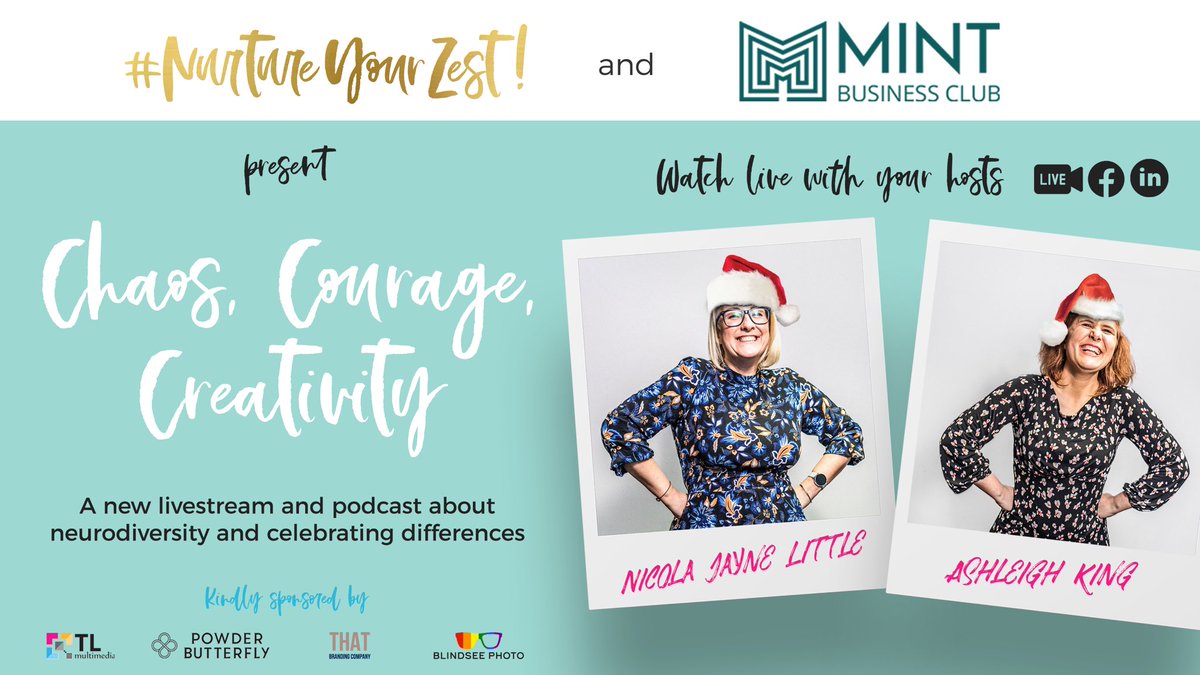 Watch our NEW <a href="/nurtureyourzest/">nurtureyourzest</a> show #ChaosCourageCreativity in our #Livestream at 7PM GMT - Facebook.com/NurtureYourZest 

Join co-hosts Nicola Jayne-Little and <a href="/ASHie_tales/">Ashleigh King</a> as they chat about their #ADHD journey and #CelebratingDifference 

#Podcast #Neurodiverse #Neurodiversity 🧠