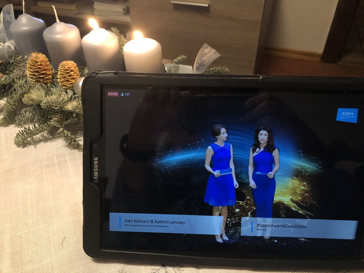 JenniferApold's tweet photo. Watching #SpaceAwards on my couch in #Gilching. Curious for the Winners! #SpaceAwardsCouchGala https://t.co/g1noCRfgm8