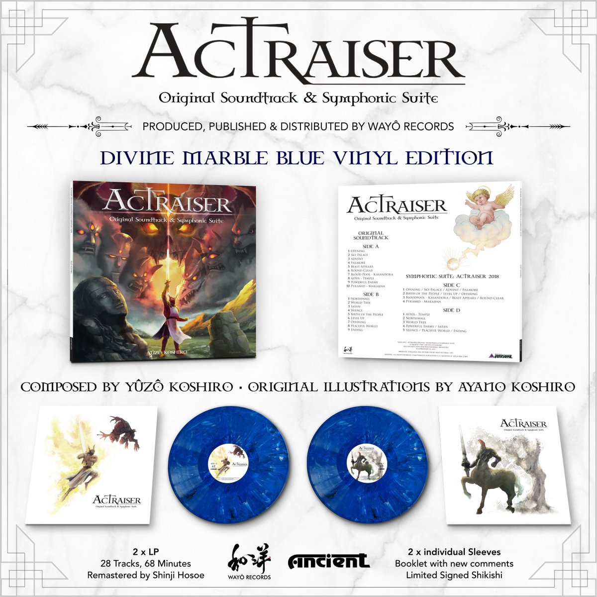 #ActRaiser Original Soundtrack &amp; Symphonic Suite CD &amp; #Vinyl Editions are now available to preorder on our website! 

The masterpiece composed by @YuzoKoshiro is completed by the fantastic Symphonic Suite performed by <a href="/NewJapanBGMPhil/">新日本BGMフィルハーモニー管弦楽団</a>

wayorecords.com/en/68-actraiser