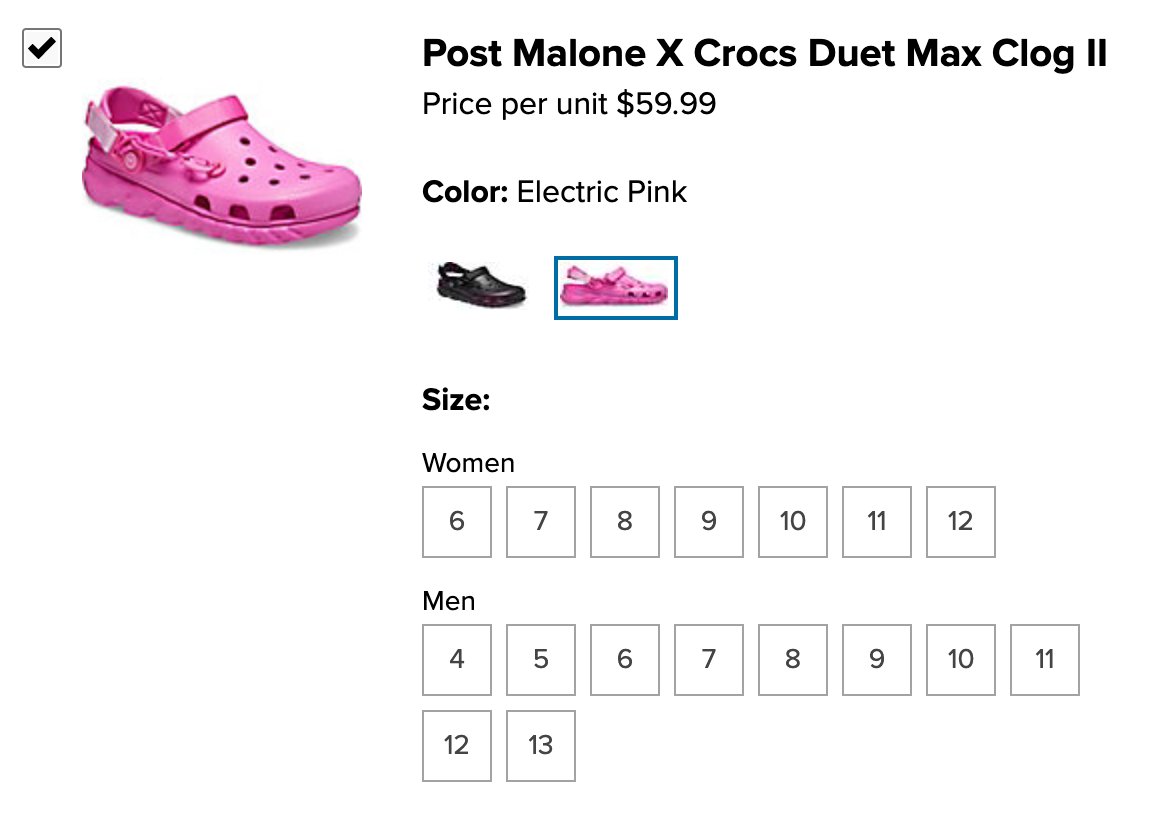 post malone crocs womens size 8