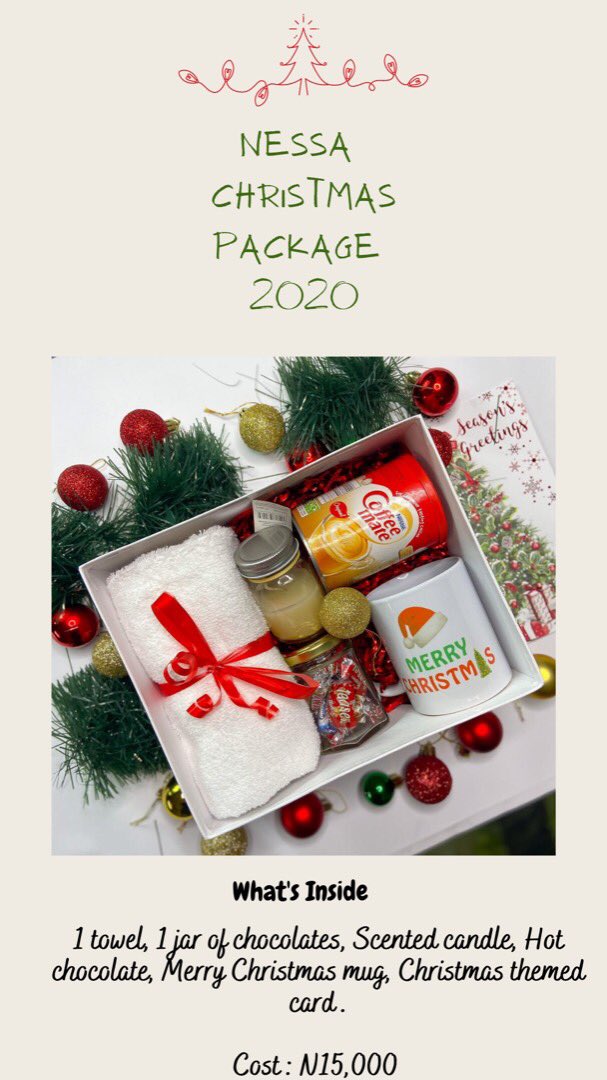 Oyindamolar's tweet photo. My Christmas box is here 🎄🎅
It’s 15,000 per box. 
Please send a dm if you want one and please RT 🥺. https://t.co/uLSR4wvYxQ