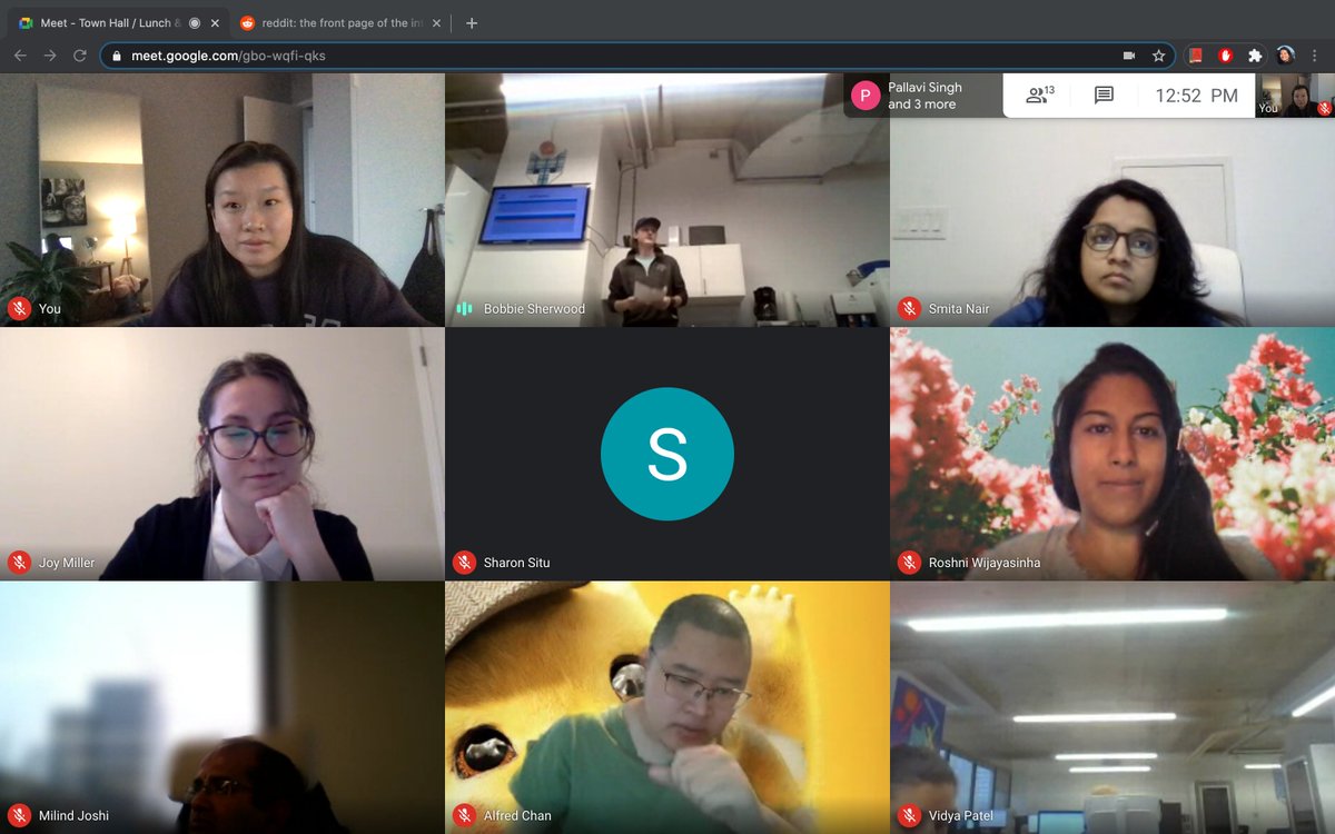 FoxquiltDen's tweet photo. Our #Foxquilt #TownHall looked a little different this month with many of our team members #workingfromhome; we set up a way to keep everyone connected #virtually. Even though we weren't all in the same room, we still had great time sharing exciting #team updates within the team https://t.co/BKTx3hbDXC