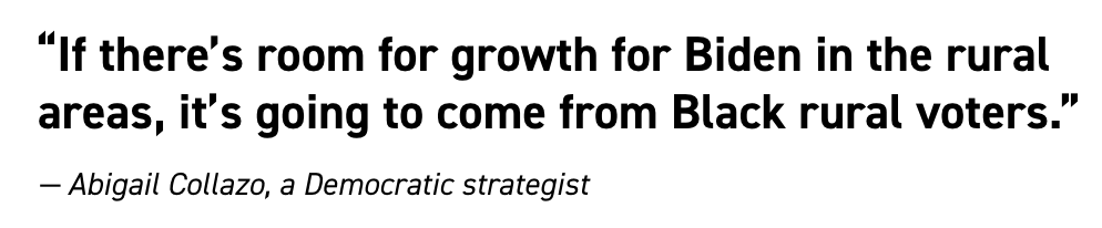 As governing power hinges on the Georgia Senate runoffs, Black rural voters in the Black belt are a key constituency. Whether USDA is led by Vilsack, the former Secretary who didn't give Black farmers a "fair shake" or  @RepMarciaFudge matters. https://www.politico.com/news/2020/10/14/georgia-swing-states-428528