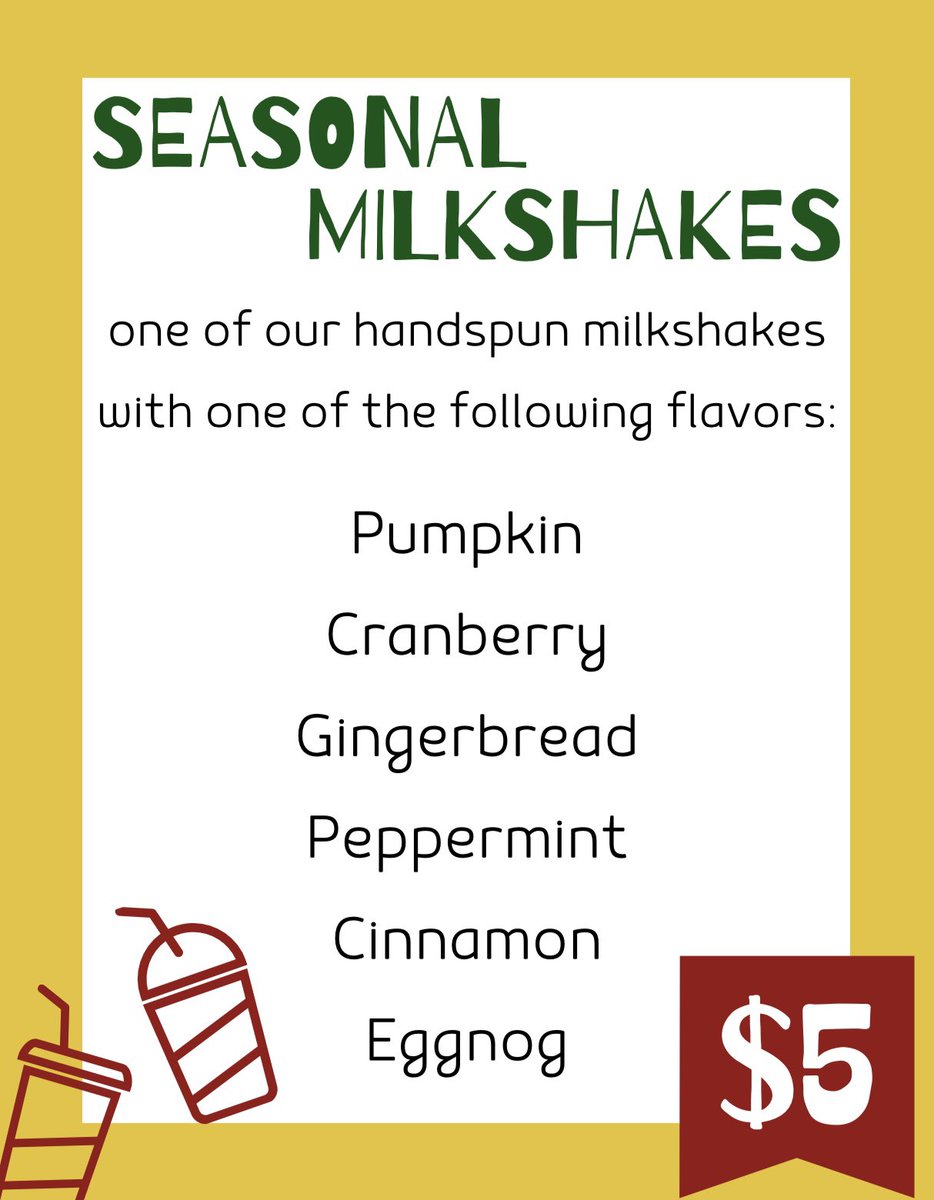 Stop by and try our seasonal milkshakes!!😋