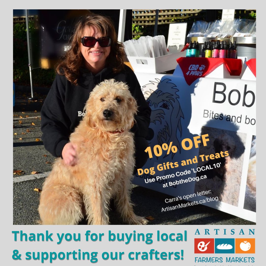 It's never been more important to support local crafters!
Carra of #BobtheDog is offering 10% OFF 
#DogGifts and #DogTreats from BobtheDog.ca.
*** 10% OFF with Promo Code: 'LOCAL10' *** 
Thank you for buying local &amp; for supporting our crafters!
#doggifts #dogtreats