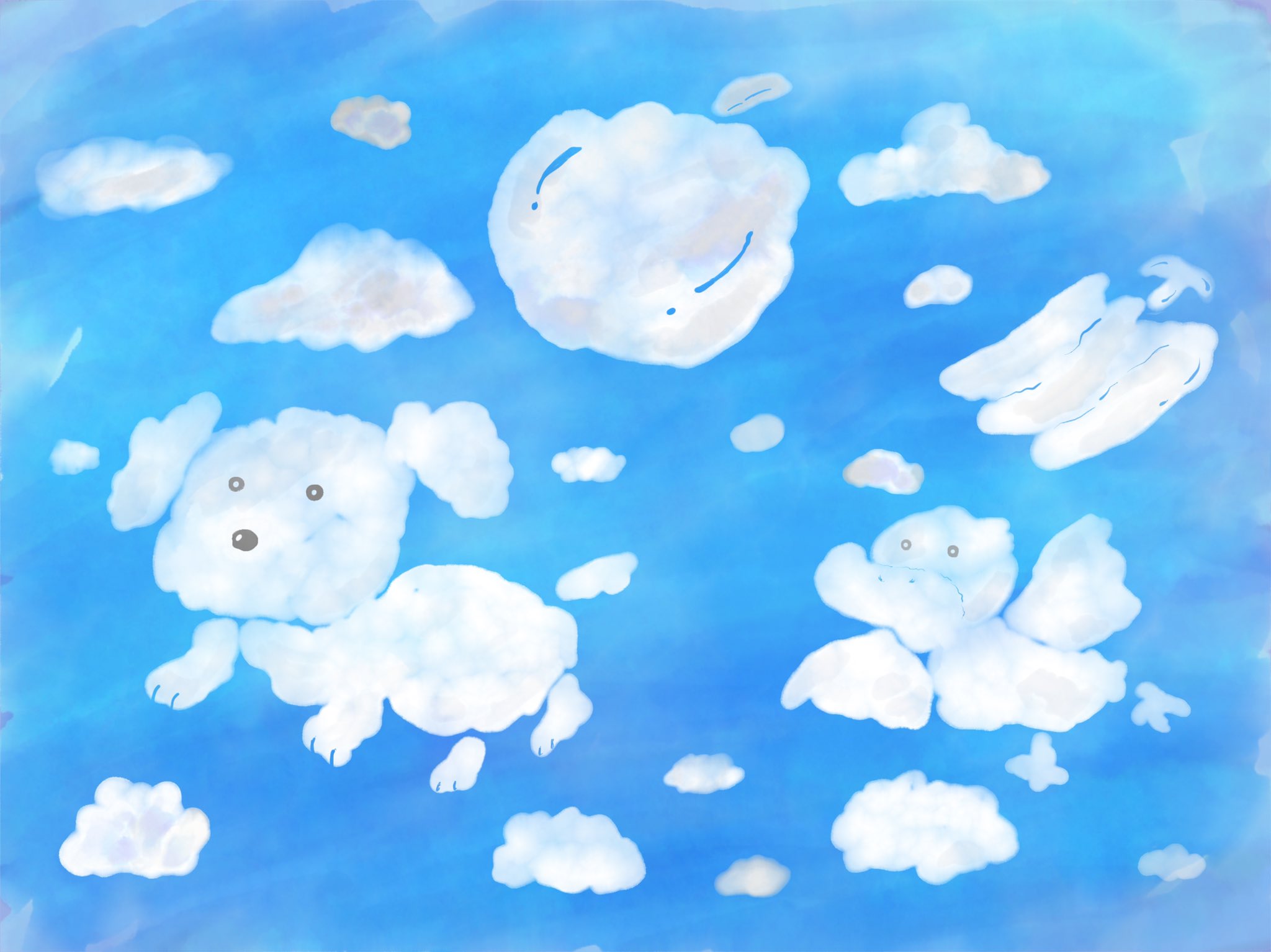 Aki かわいい子供 動物イラスト描きます アニマル フルーツ雲 雲を描きたいと思ったので果物や動物の雲を描きました 曇って難しいですね イラスト イラストレーター 絵描きさんと繫がりたい イラスト好きな人と繋がりたい 冬の創作クラスタフォロー