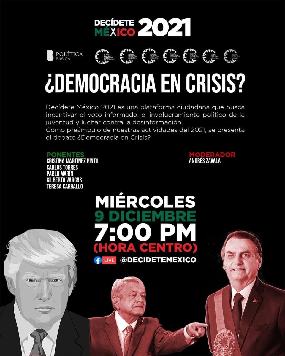 Nos vemos el próximo miércoles 9 de diciembre a las 7:00 p.m. 

Regístrate: bit.ly/decidetemexico…