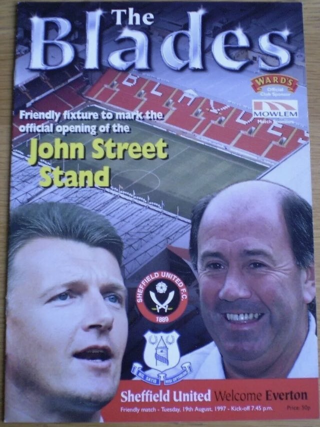 #170 Sheffield United 0-4 EFC - Aug 19, 1997. EFC made the trip to Bramall Lane to face Sheffield United in a friendly match to mark the opening of United’s new John Street Stand. The Blues won 4-0 with 2 goals from Nick Barmby & 1 goal each from Michael Branch & Duncan Ferguson.