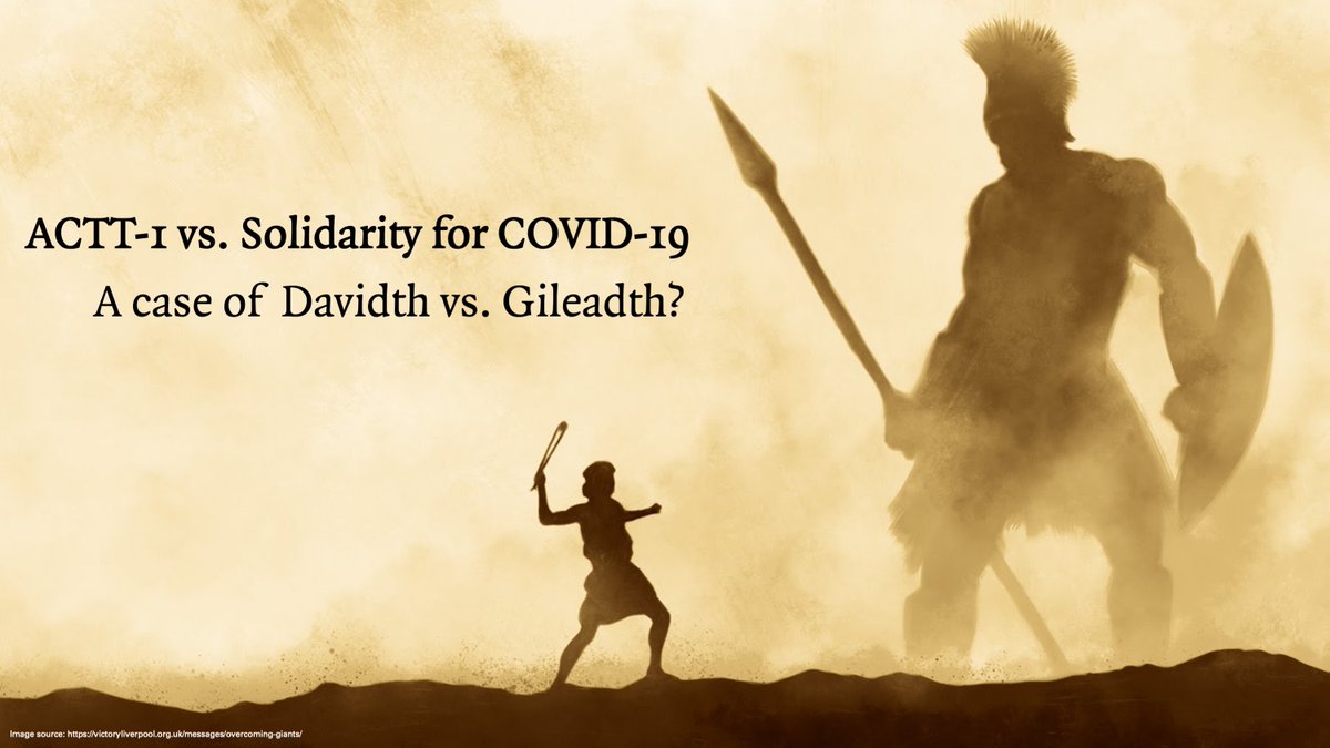 To some the psychology framework of these  #remdesivir trials is one of David vs. Goliath, fighting big pharma greed who snook a useless drug in a time of crisis for profit.On the other hand, we have a serious team . @US_FDA approving it for regular use:  https://www.nejm.org/doi/full/10.1056/NEJMp2032369