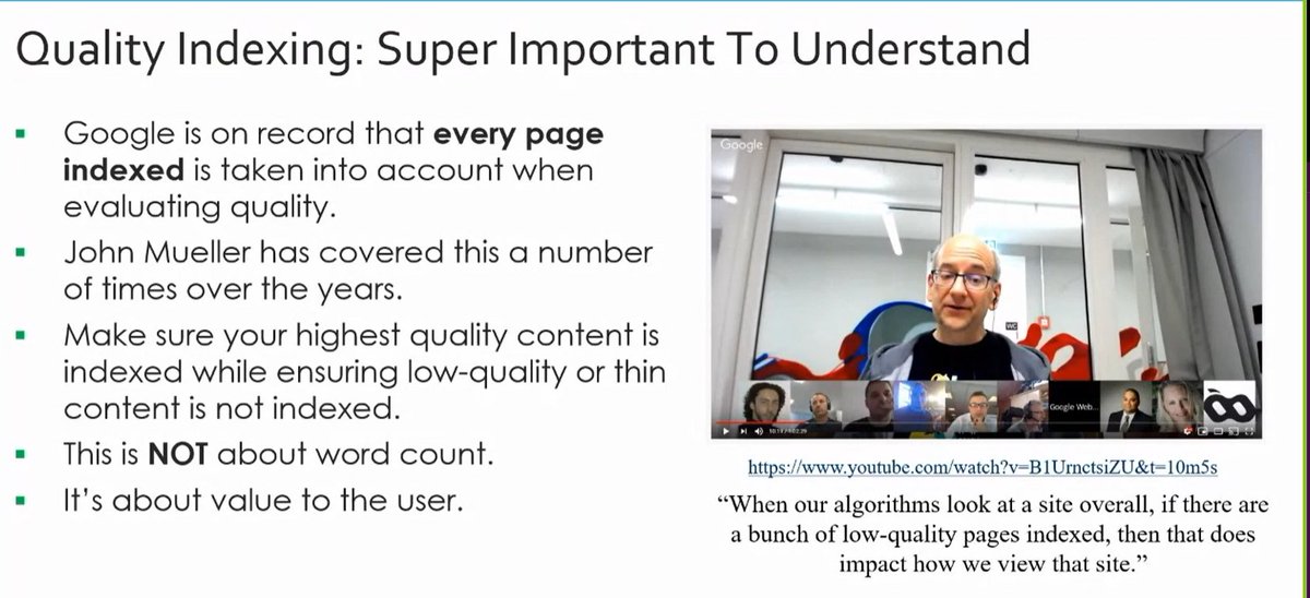 Every page that is indexed by Google is evaluated for quality. Lots of low-quality pages can impact how Google views your site.

<a href="/glenngabe/">Glenn Gabe</a> #SMX