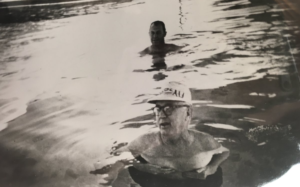 Chuck was akin to best friend/adopted son to Jackie and her husband Floyd. Here's Floyd (foreground) and Chuck (background) in the pool at Jackie's house!