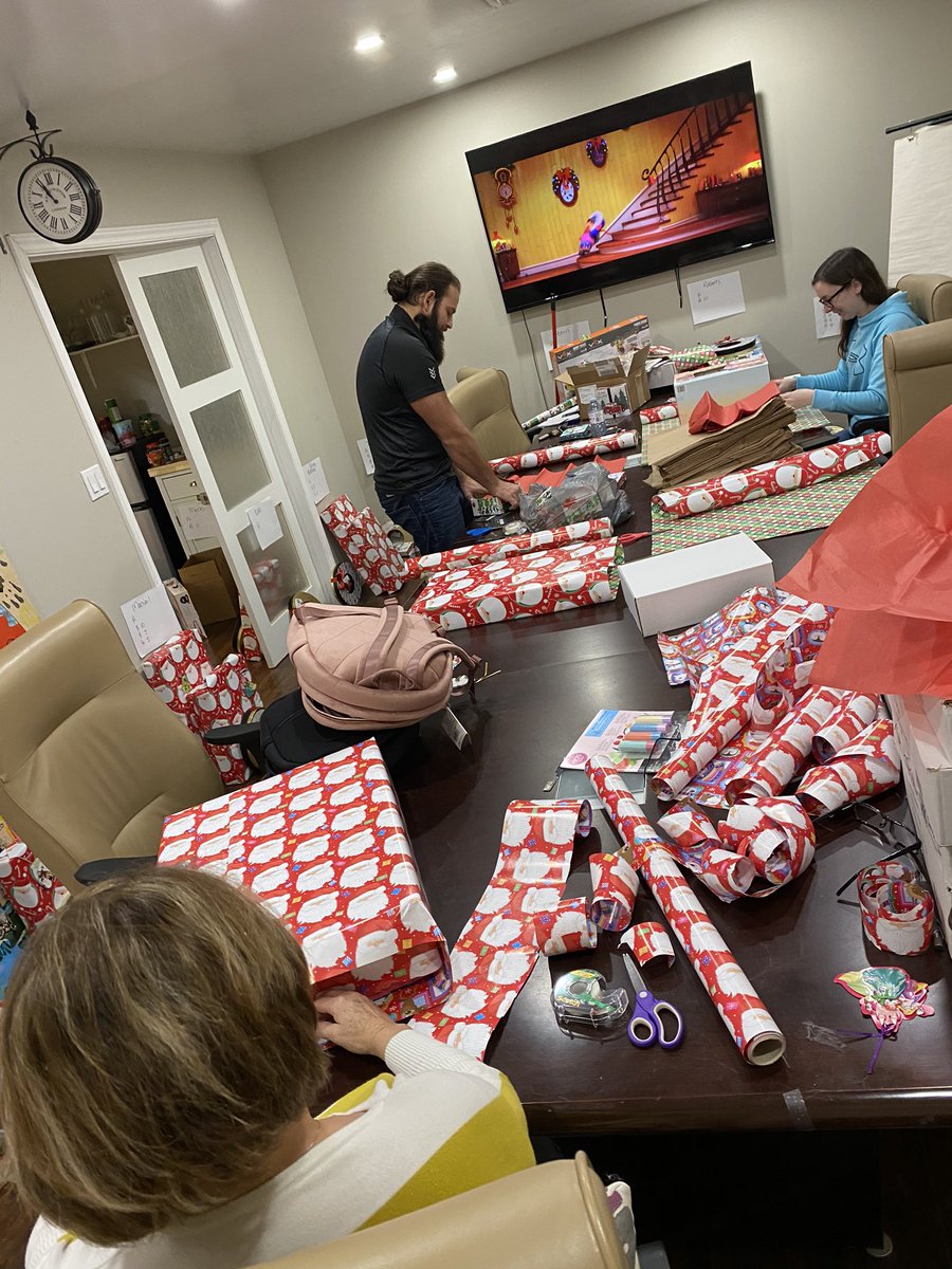 CCISFlive's tweet photo. The Christmas elves are hard at work in the office wrapping presents for all the families of our first responders we have lost!

Always on our mind and in our hearts. 
#campfaces #christmascheer #ccisf https://t.co/Usm0V3wlZG