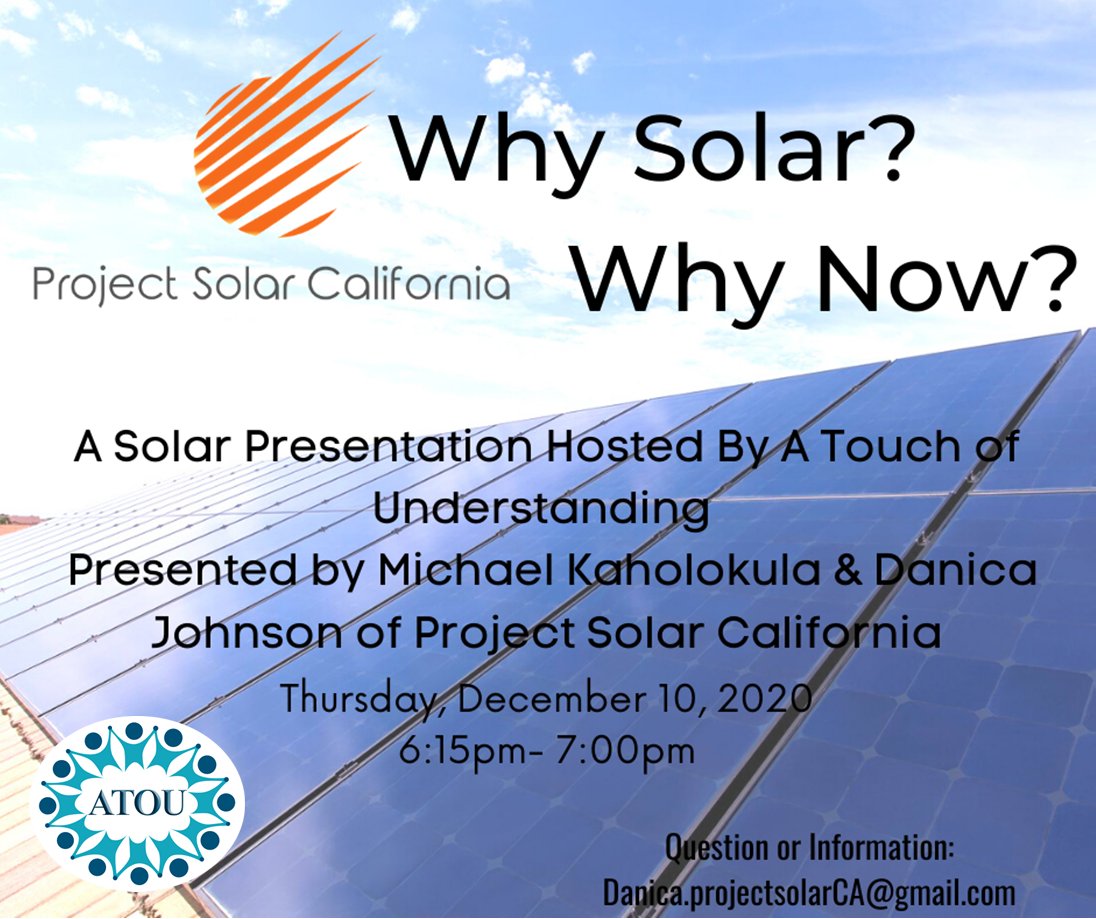 Did you know millions of U.S. homeowners are interested in solar panels but haven’t taken the time to figure out what it takes to install them? ATOU is hosting a free Zoom Webinar 12/10/20-6:15 -7 pm. Reserve your spot by going to us02web.zoom.us/webinar/regist… #solarenergy