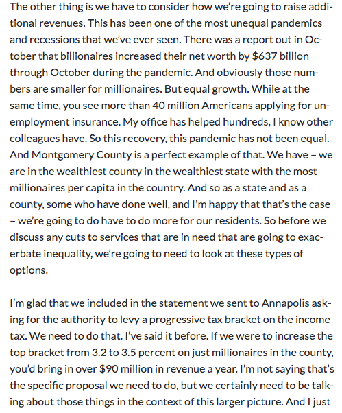 So, let's acknowledge <a href="/willjawando/">Will Jawando</a>'s busy day standing up for working people.

This morning, he told his colleagues that at a time of historic inequality, the county should explore taxing the rich instead of cutting services that working folks rely on. theseventhstate.com/?p=14357