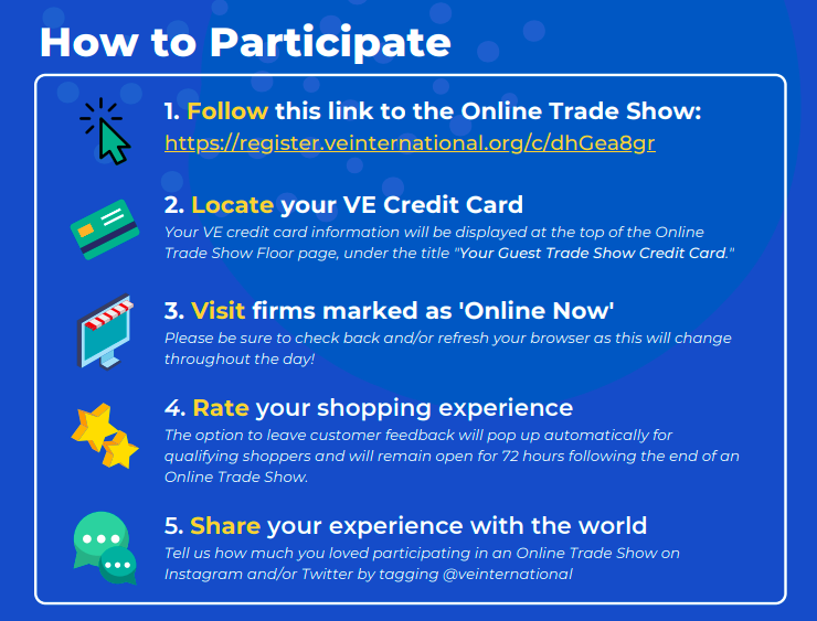VEInternational's tweet photo. Guest Shop at the National Online Trade Show!

REGISTER NOW
https://t.co/ceOpT7J4hp
REGISTER NOW https://t.co/Qwe5K2OogE