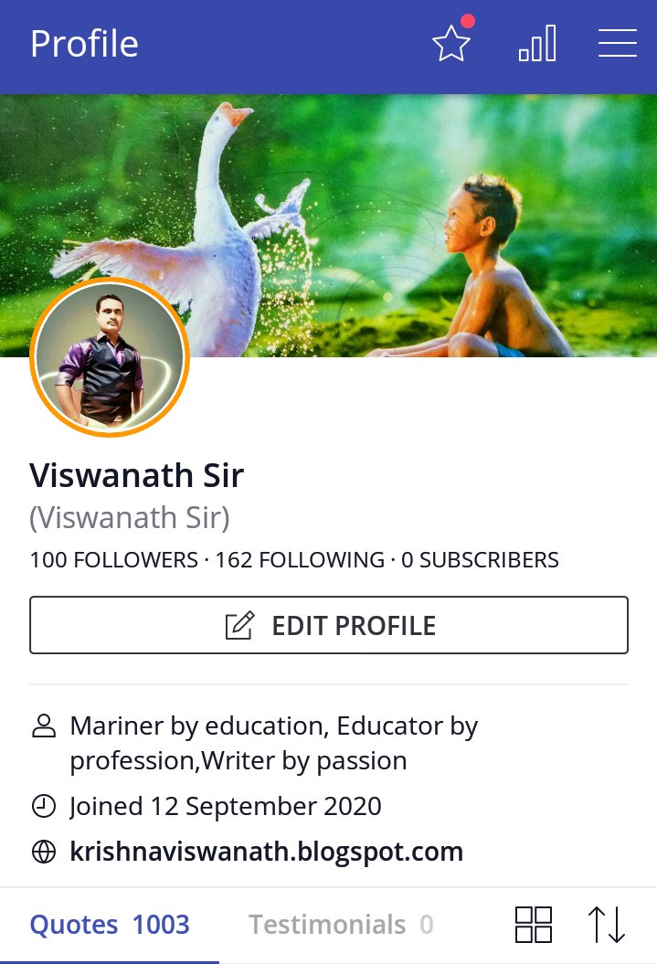 Today I completed 1000 Quotes in YourQuotes and got the love of 100 folllowers. i got 10000 likes too.
I m happy and wanna share with you my friendz @SandeepKswain @GSubhasini @PABITRA92096370 @SonaliRout99 @preeti_jenny168 @LipsaMo34861470 @srrashmi1 @Madhulika_21 @MadalitSO25