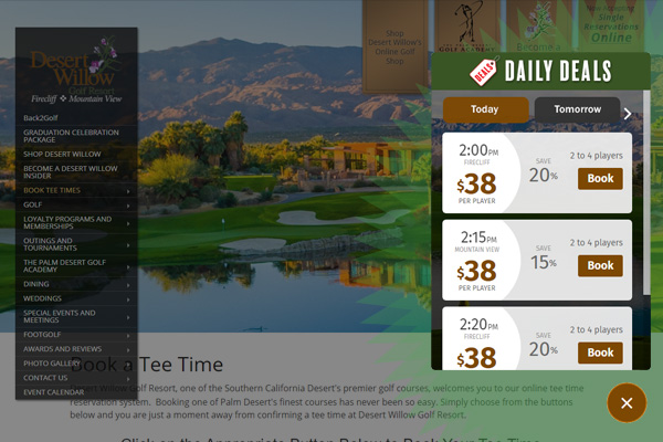 golfDWGR's tweet image. Daily Deals: the best way to save on tee times @golfDWGR
Every day, we're offering a limited number of specially-priced tee times.. Simply visit tinyurl.com/y6ewltrn to browse today's deals. Once they're gone, they're gone – so don't miss out! #playdesertwillow #dailydeals
