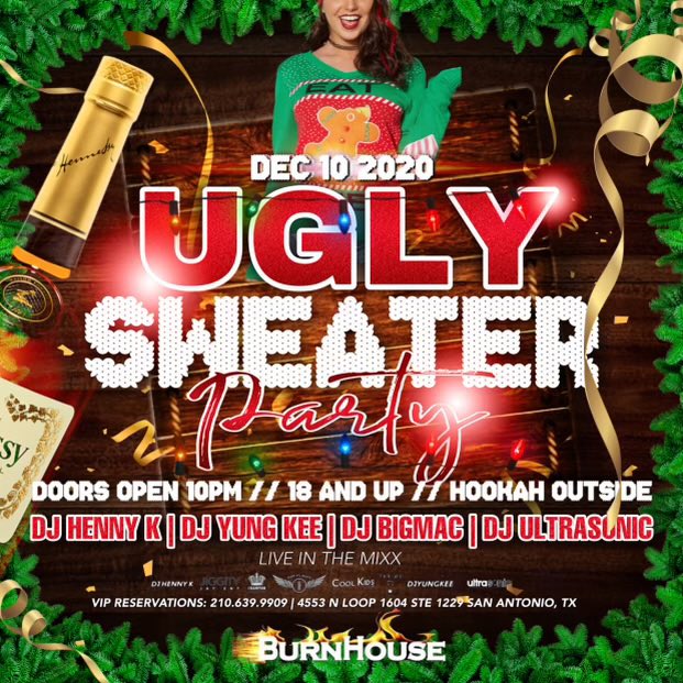 bbandaz's tweet photo. Ugly Sweater party Thursday inside Burnhouse!

DM for guest list and table reservations https://t.co/9ttnnH8NvT