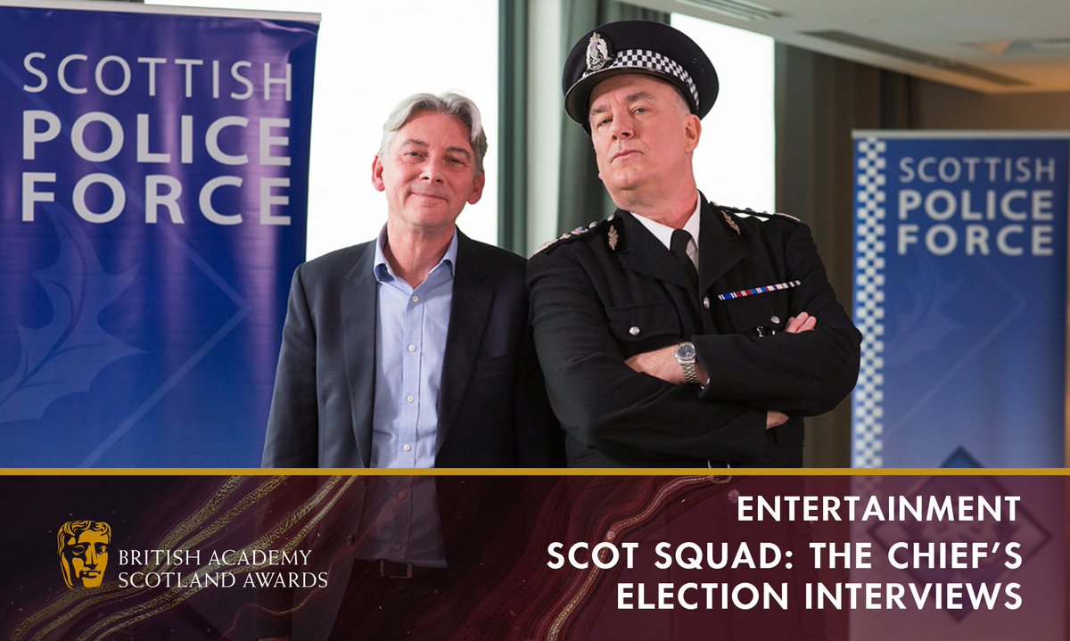BAFTAScotland's tweet photo. (Police) Hats off to political comedy Scot Squad: The Chief’s Election Interviews for winning the #BAFTAScot20 award for Entertainment 🚓🚨 https://t.co/xzSmWYZRqJ