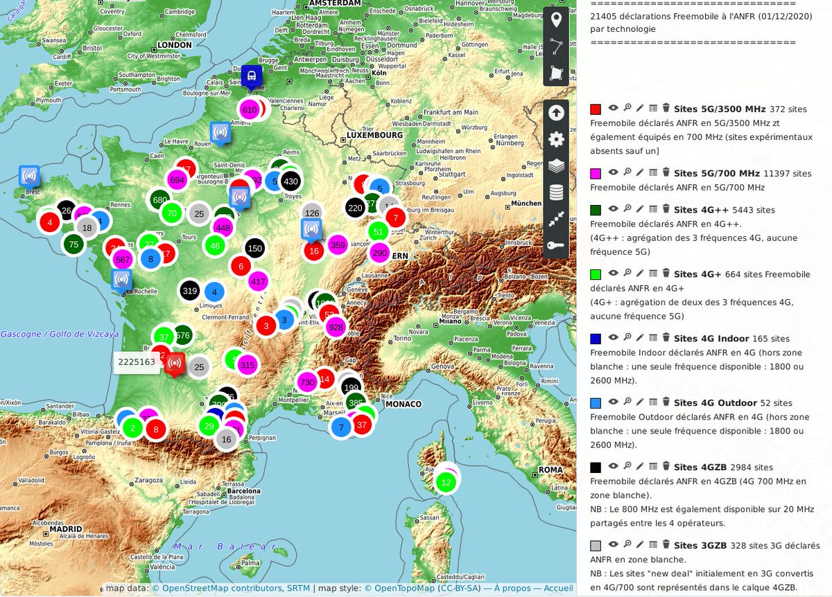fr33mobile's tweet photo. #freemobile #RNCMobile
#3GFM #4GFM #5GFM #FMANFR  #FM3G #FM4G #FM5G

ANFR 01/12/2020 : Découpage des sites déclarés ANFR par technologie (3G à 5G). 

Carte : https://t.co/dwbc7qxOVi https://t.co/8eQXTU5EKf