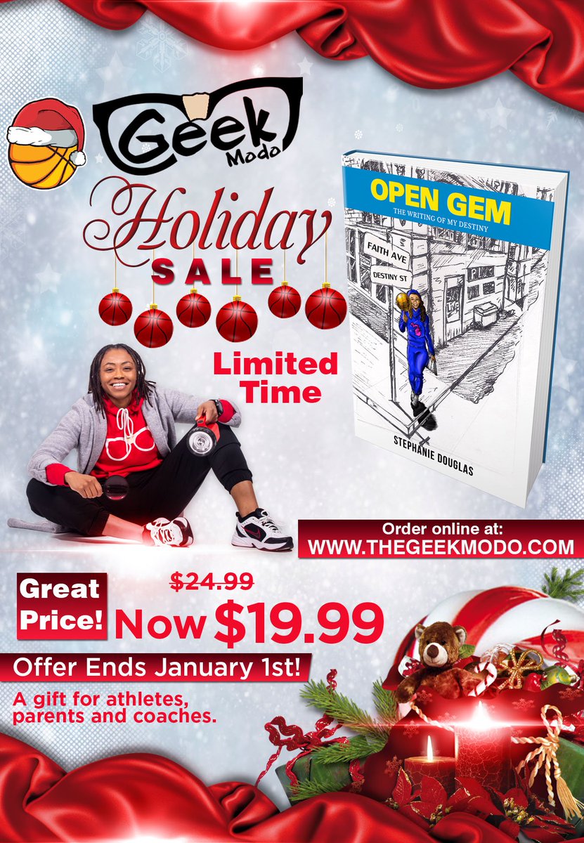 steph_douggie's tweet photo. Excited to announce a HUGE holiday sale on my book “Open Gem: The Writing of my Destiny.” 😁😁

Unlimted Quantity!! 
Get one for yourself and all your friends!

Order here: 👉🏽
https://t.co/qmJMS4pcxC

#OpenGem 💎
#dribblinggeek 🤓
#QueenIsh 👑 https://t.co/eun50n8vGy