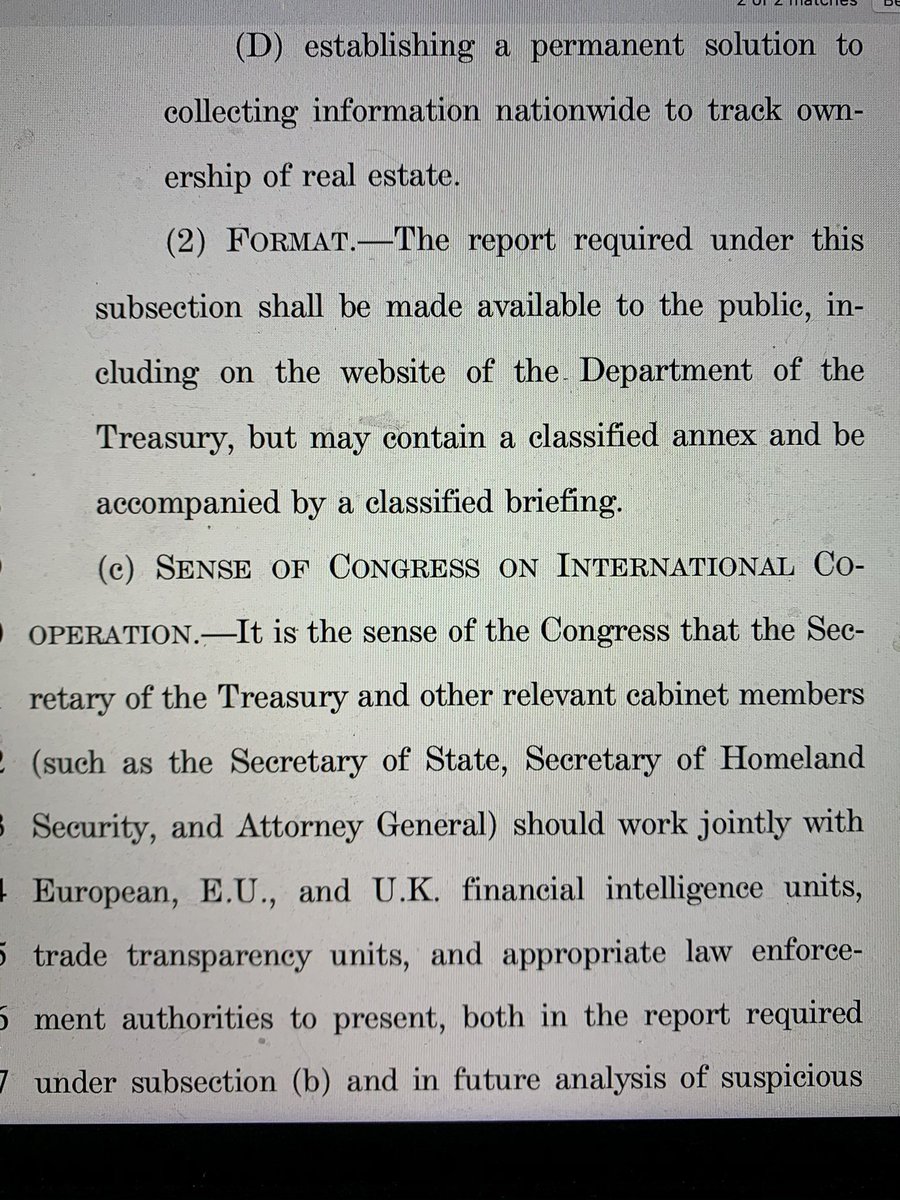 NDAA is the Christmas gift that keeps on giving.Also mandates a Treasury report on:Identifying shell company ownersExpanding AML regime to lawyers/real estate/corporate services/trust providers (!)Enhanced PEP screeningNational US real estate ownership register