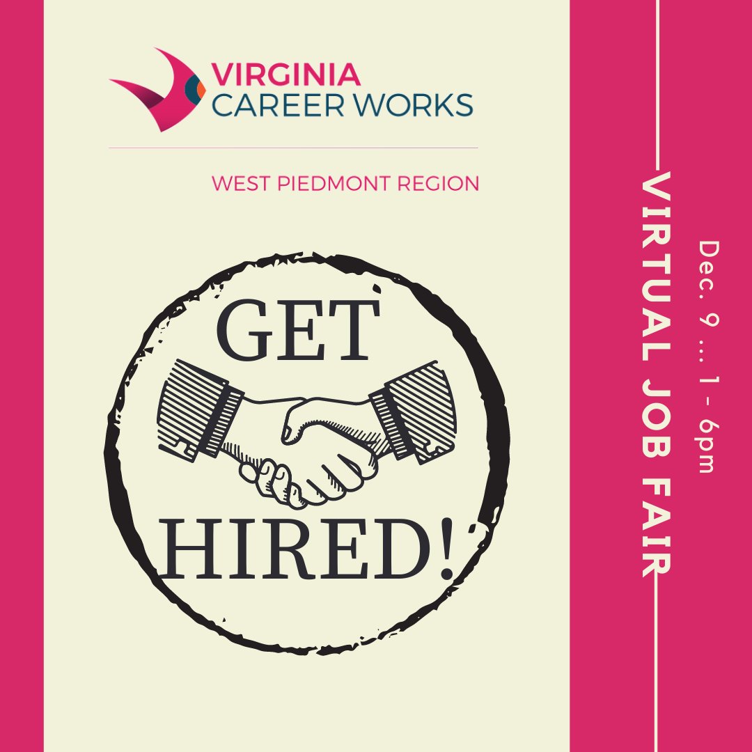 Need a job? The West Piedmont Workforce Development Board has a virtual job fair Wed. from 1-6 PM. They have 24 employers and +380 available jobs. 
If you find a job you like, you could interview on the spot directly from your computer!

Register here -->  vcwwestpiedmont.com/article/click-…