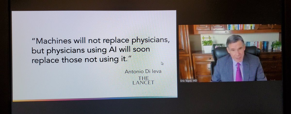 tedjamesmd's tweet photo. Important insight from current #HarvardBioethics
talk by Eric Topol. As physicians, we should embrace and help shape the health technologies of the future. @EricTopol
#healthtech #digitalhealth
#healthcare #MedTwitter https://t.co/J7X6Sbfi0x