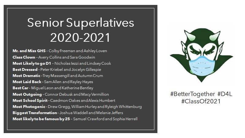 Congrats to these GHS Seniors for their Superlative Wins. #BetterTogether #D4L #classof2021 @Campbell_Heidi3