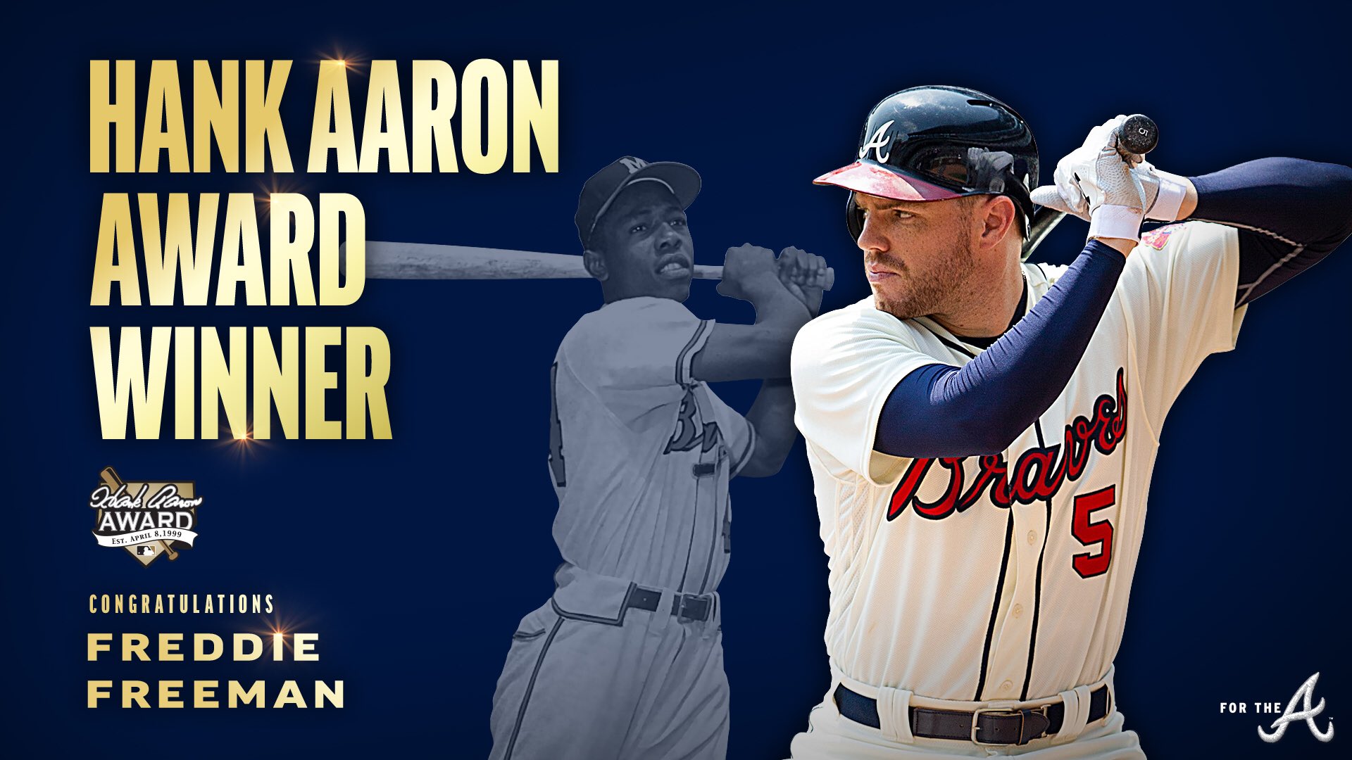 Atlanta Braves on X: .@FreddieFreeman5 is the winner of the 2020 NL Hank  Aaron Award! #MVFree