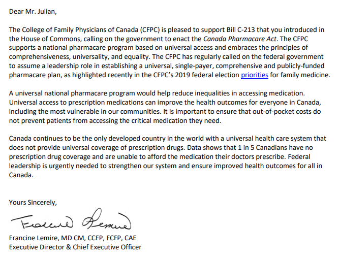 CFPC_e's tweet photo. In our latest letter to @MPJulian regarding Bill C-213, we emphasize our support for a national #pharmacare program based on universal access that embraces the principles of #comprehensiveness, #universality, and #equality. 

Read it here: https://t.co/3dIMIz2N0C https://t.co/3lrvmeIsUw