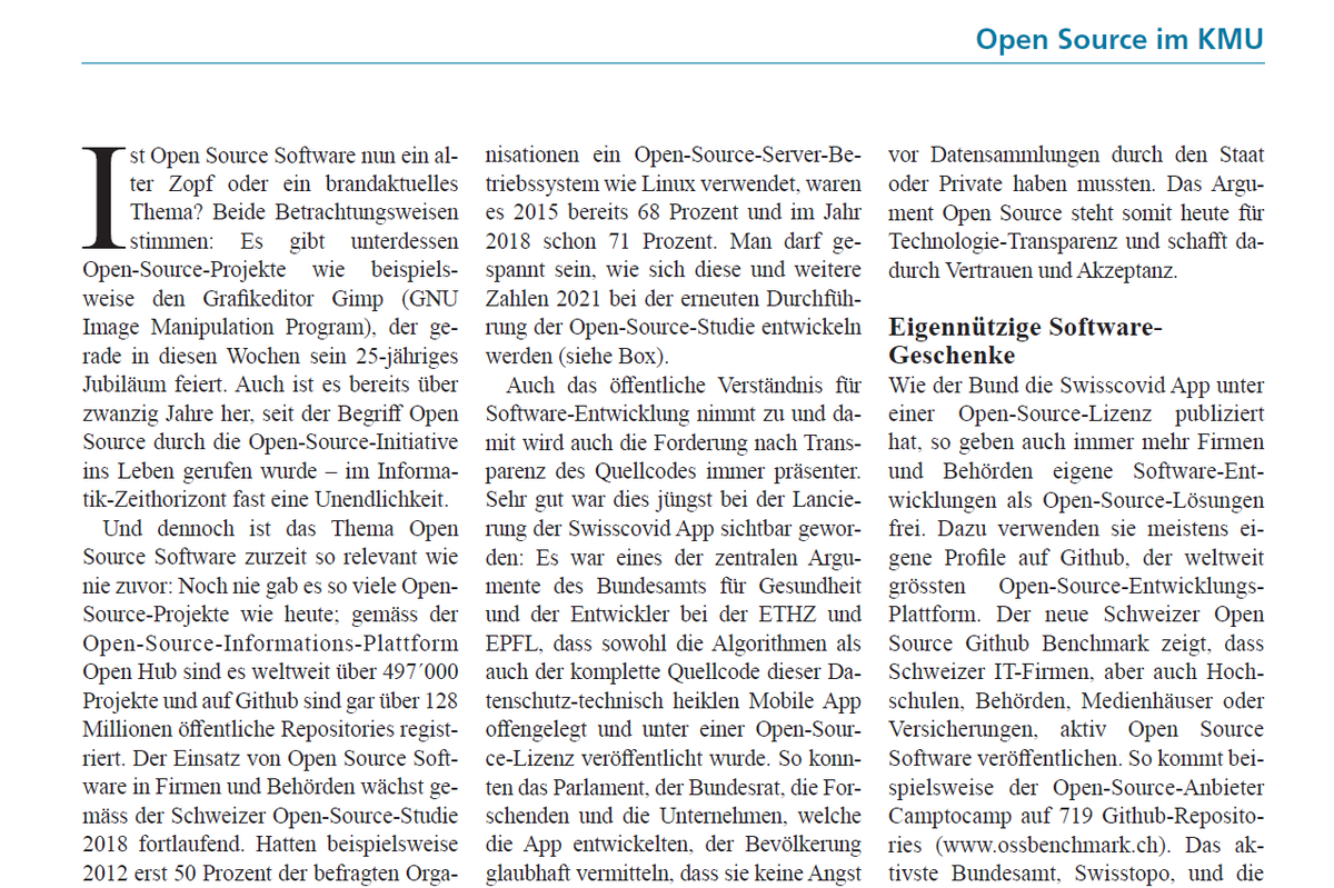 maemst's tweet photo. Immer mehr Firmen und Behörden geben ihre Software unter #OpenSource Lizenzen frei. Warum? Das steht im aktuellen @SwissITMagazine Beitrag - inkl. Ranking der Top 25 Open Source Contributors der Schweiz wie @camptocamp @4teamwork @adfinis @Exoscale @liip https://t.co/pAHSLdqusF https://t.co/QYEWTBjMlI