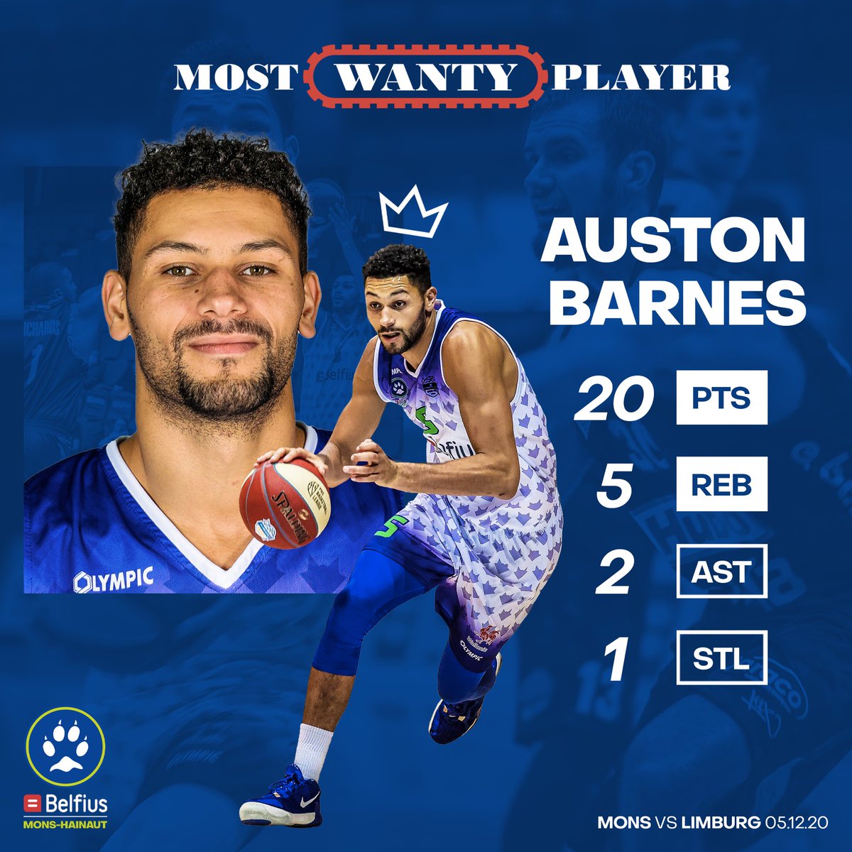 mons_hainaut's tweet photo. Nos supporters ont voté pour élire notre MWP! 🏆
Résultats: Auston Barnes, qui était au coude à coude avec Skylar Spencer est élu MVP de notre dernière rencontre. Qu’en pensez-vous? 👀
#wearemonshainaut #MonsFamily 💙 https://t.co/g0vQOngcKL