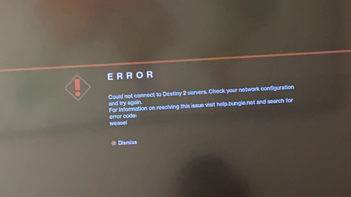 StroggM's tweet photo. @BungieHelp Are you gonna fix the “contacting servers issue?” Been getting weasels since maintenance ended, i’ve restarted, troubleshooted, switched to wi fi, back to wired, switched from 5ghz to 2.4, cleared cache and still... https://t.co/9QEqNinfPD
