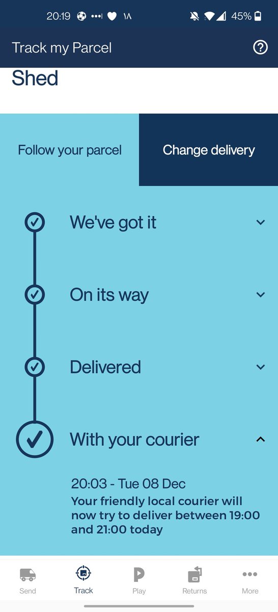 The parcel is 'delivered' but yet; it is with my 'friendly courier' and is duo to be 'delivered' in an hour... It looks fishy dear @Hermesparcels , doesn't it?