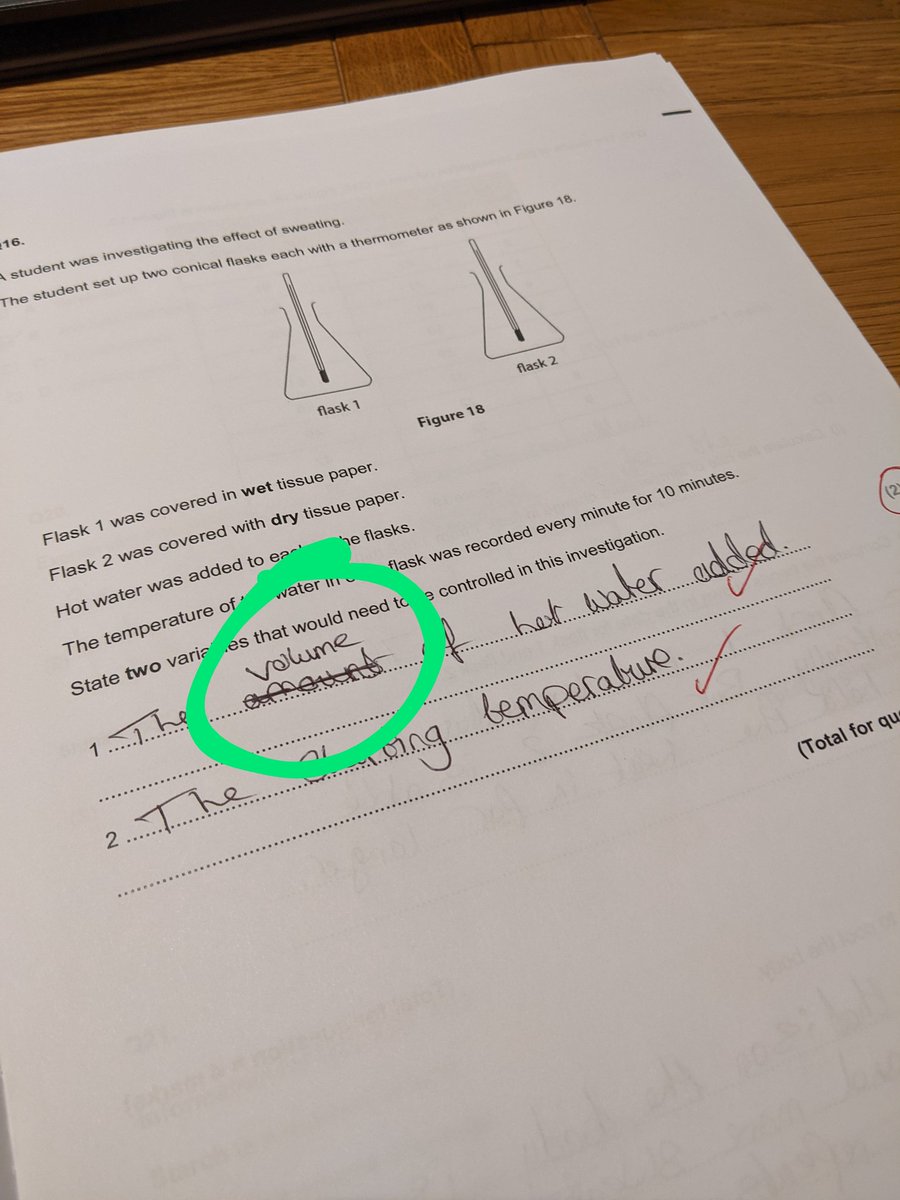 edwardturner_'s tweet photo. The hours spent telling students that I hate the word 'amount' and to cross it out every time they write it is paying off ๐๐ผ #GCSEScience #markingmocks #cogscisci #edchat https://t.co/5zUeKdWhAb