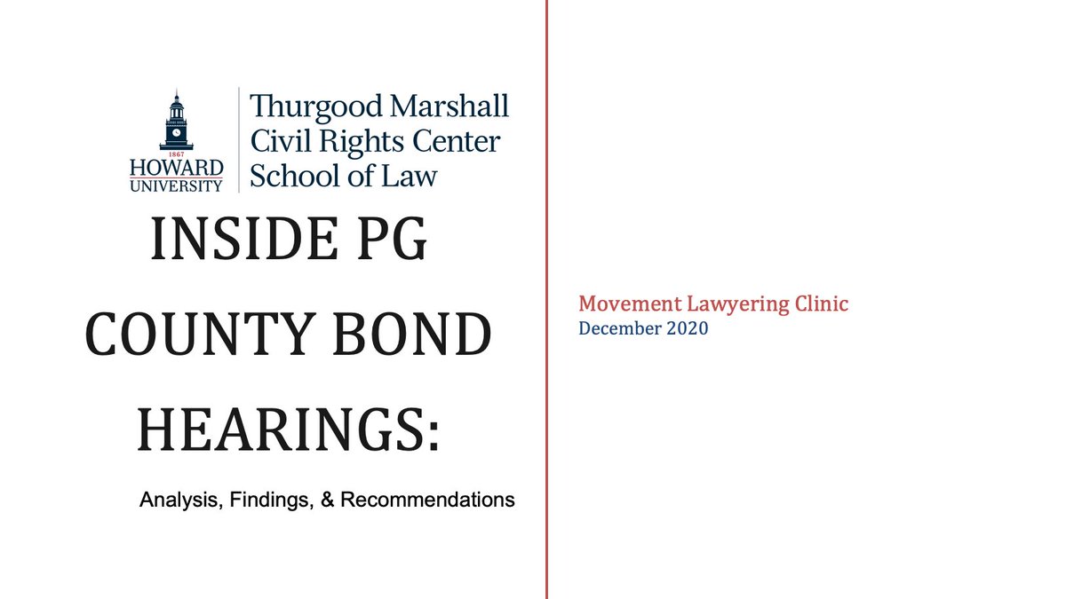 Today, The Movement Lawyering Clinic at Howard University School of Law released a fact-finding report-- "Inside PG County Bond Hearings,"--detailing civil rights concerns they uncovered while observing bond hearings in Prince George's County, Md. Read:  http://law.howard.edu/content/new-report-finds-troubling-facts-about-prince-george%E2%80%99s-county-bond-hearings