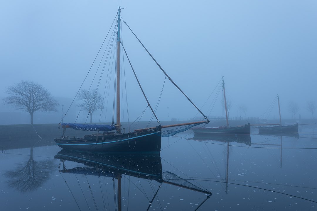 Foggy tranquility at the Claddagh Basin yesterday #Galway