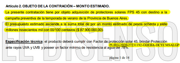 ElDisenso's tweet image. A través del expediente EX-2020-23474316, el Min de Salud de la PBA realizó una "Compra Directa" de protectores solares FPS45 en envases de 130g, con destino a la campaña de la temporada de verano de la PBA.

El presupuesto estimado es de $ 87.900.000 👇